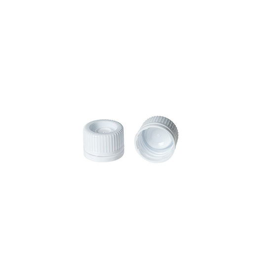Tamper-Proof Cap with Lip Seal and Capinsert, White Polyethylene, for 7 mL Tubes, 1000/pk