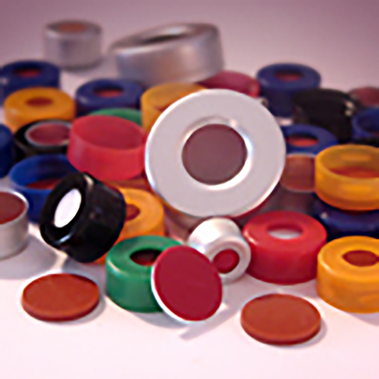 Septa, 8.79 mm, 0.040", Red PTFE/ White Silicone/Red PTFE, Minimum Order Quantity of 20 Packages