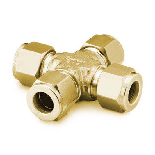 Brass Swagelok Tube Fitting, Union Cross, 1/8" Tube OD