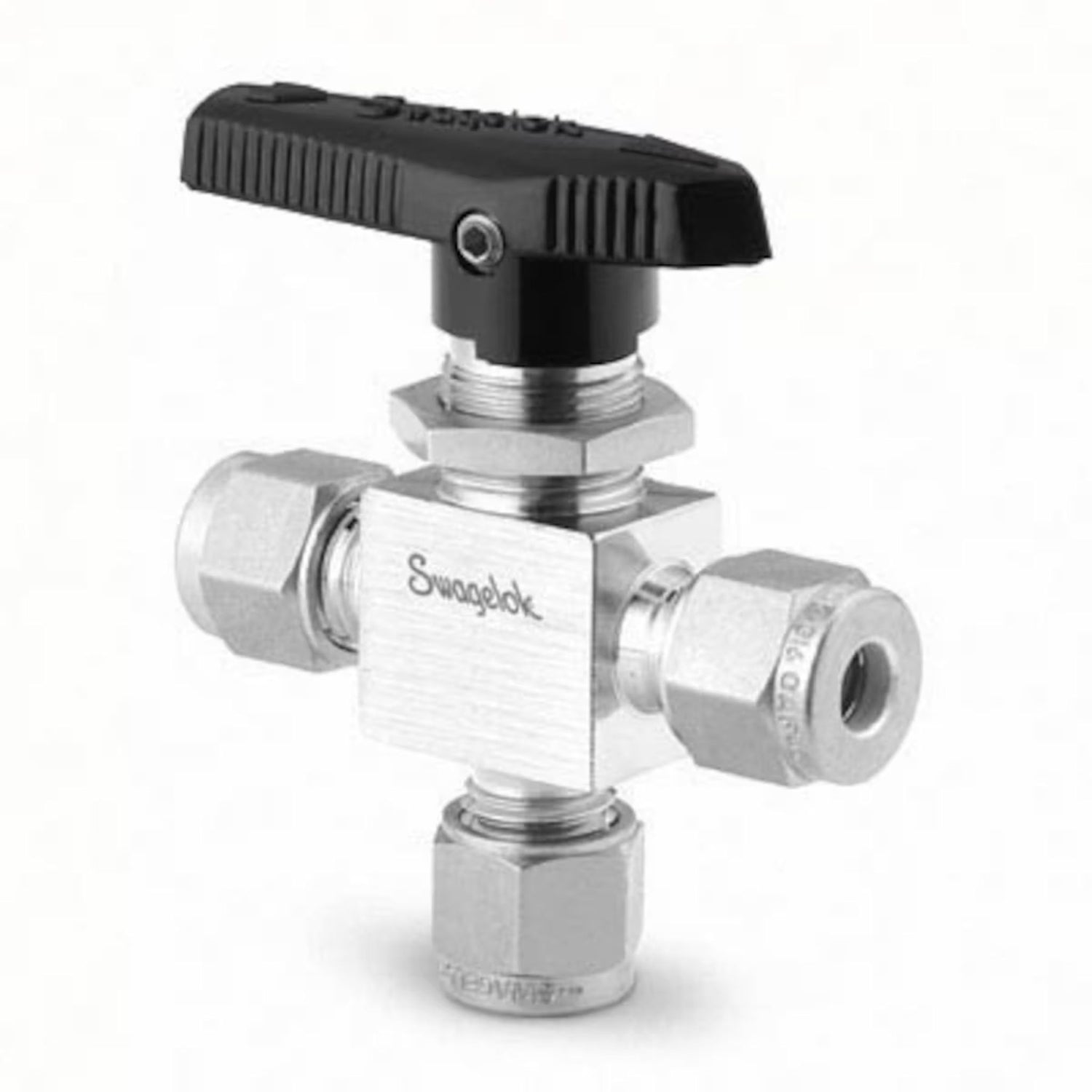 Image of SS41GXS1 - Stainless Steel 1-Piece 40G Series 3-Way Ball Valve, 0.08 Cv, 1/16  Swagelok Tube Fitting