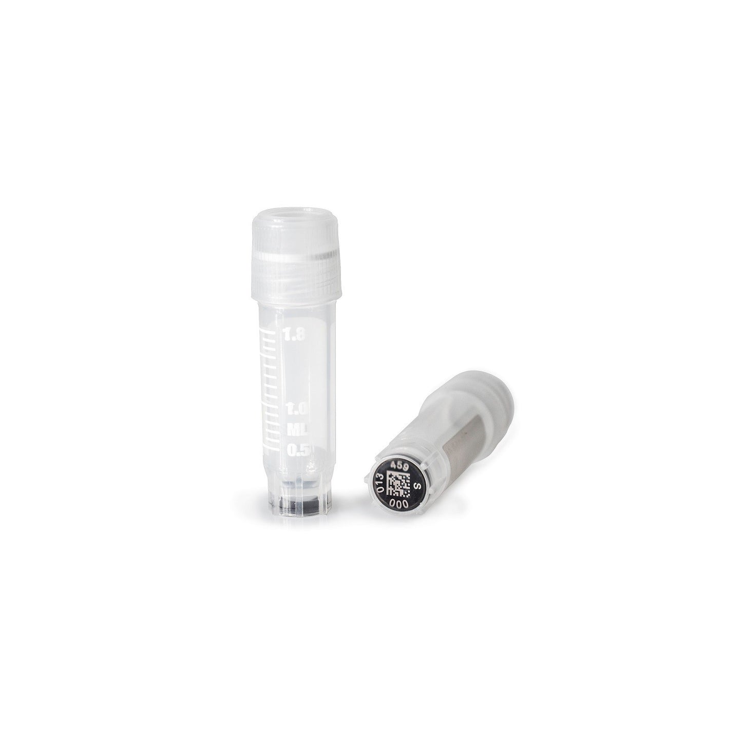 2D Barcoded Cryovial®, 2 mL, Self-Standing, External Thread, PP, with Natural PP Cap, Sterile