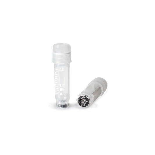 2D Barcoded Cryovial®, 2 mL, Self-Standing, External Thread, PP, with Natural PP Cap, Sterile