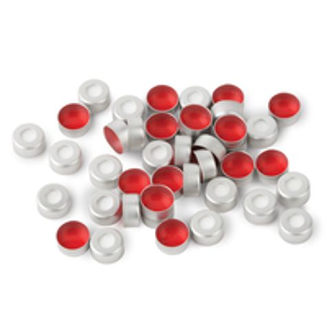 Aluminum Crimp-Top Seals with PTFE/Silicone Septa, Silver, 2.0 mL, 11 mm, 100/pk