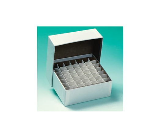 Premium 49-Place Cardboard Box, Deep Lid, 5 1/4 Inch L x 5 1/4 Inch W x 2 Inch H