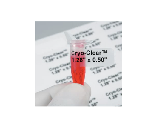 Cryo-Clear, Clear Labels For 1.5-2.0 mL Tubes, 1.28" L x 0.5" W, 85/Sheet, 1700/Box