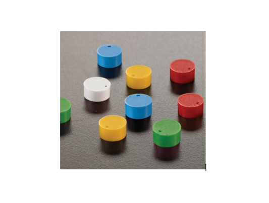 Cryovial Cap Inserts, 100 Each of White, Blue, Red, Green, and Yellow, 5 Bags of 100 (500 Cap Inserts)