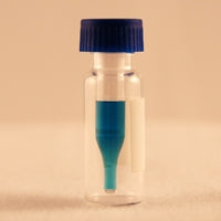Vial, CHROMSPEC, Screw Thread, 12 x 32 mm, Wide Mouth, Clear Glass, with Fused in 300 µL Insert & Light Blue Cap with Bonded Pre-Slit MSQ PTFE/Silicone Septa, Minimum Order Quantity of 10 Packages, Sold in Multiples of 10