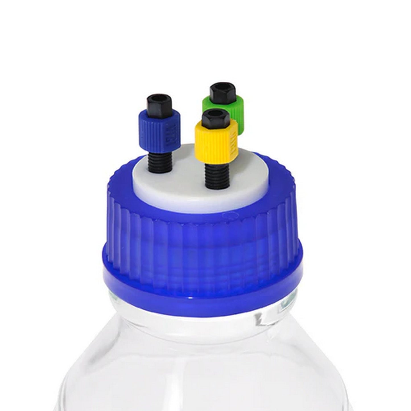 Cap, GL45, 3 Ports, Includes 1L Safety Coated Bottle