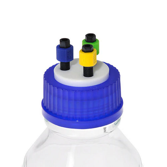 Cap, GL45, 3 Ports, Includes 1L Safety Coated Bottle