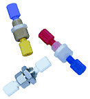 Luer adapter Bulkhead union, Cheminert, female luer to 1/4-28, 1.50mm (0.060) bore, CTFE