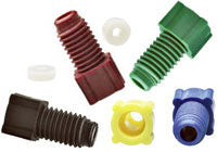 Nut, 1/4-28, Flanged, Blue, PP