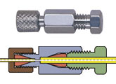 Union, Internal Reducing, 1/8" to 1/16", 1/16" bore, high pressure PEEK
