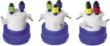Safety Cap, GL45, 2 Ports, Includes 1L Safety Coated Bottle