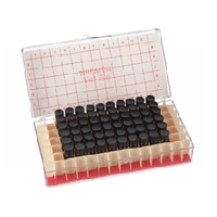 M-T Vial File® with Amber Vials with Solid-Top Black Phenolic 14B Rubber Lined Caps Attached