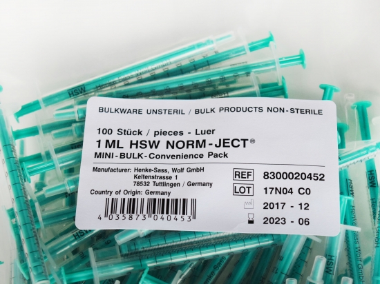 HSW 2-Piece Luer Slip Syringes, BULK, Non-Sterile