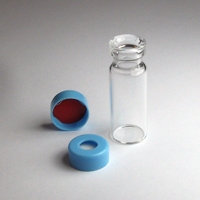 CHROMSPEC 12x32mm Snap Seal Vial and 11mm BLUE Snap Caps with Septa - Clear Glass