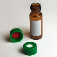 CHROMSPEC 12x32mm Screw Thread Vials and 9-425 Green Caps with Septa - Amber Glass