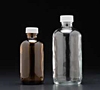 Amber Glass Boston Round Bottles with Black Phenolic Closure/PE Cone Lined