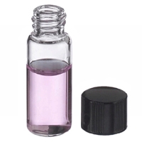 E-C Clear Sample Vials with Solid-Top Black Phenolic PTFE® Faced 14B Rubber-Lined Caps
