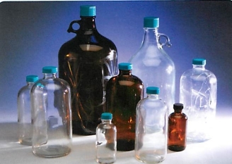 Boston Round Bottles with PTFE Lined Closed Top Cap - Safety Coated Glass