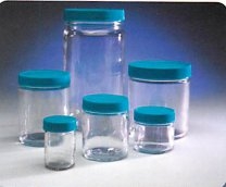Wide Mouth Jar, Clear Glass, PTFE Lined Closed Top Cap