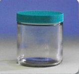 Straight Side Jar, Clear Glass with PTFE Lined Closed Top Cap