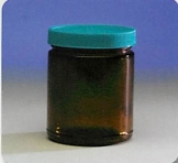 Wide Mouth, Amber Glass Jar with PTFE Lined Closed Top Cap
